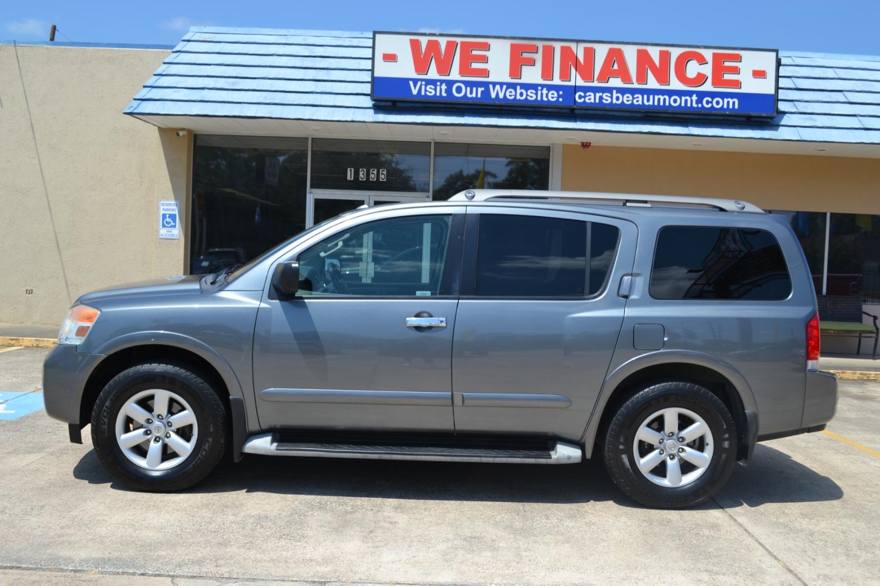 2013 Gun Metallic /Charcoal Nissan Armada SL 2WD (5N1BA0ND5DN) with an 5.6L V8 DOHC 32V FFV engine, 5-Speed Automatic transmission, located at 1355 North 11th Street, Beaumont, 77702, (409) 832-0006, 30.094290, -94.130096 - Photo #1